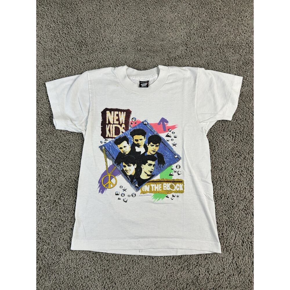 Vintage New Kids On The Block Shirt Youth Large Band Tee 80s Pop Music 1990